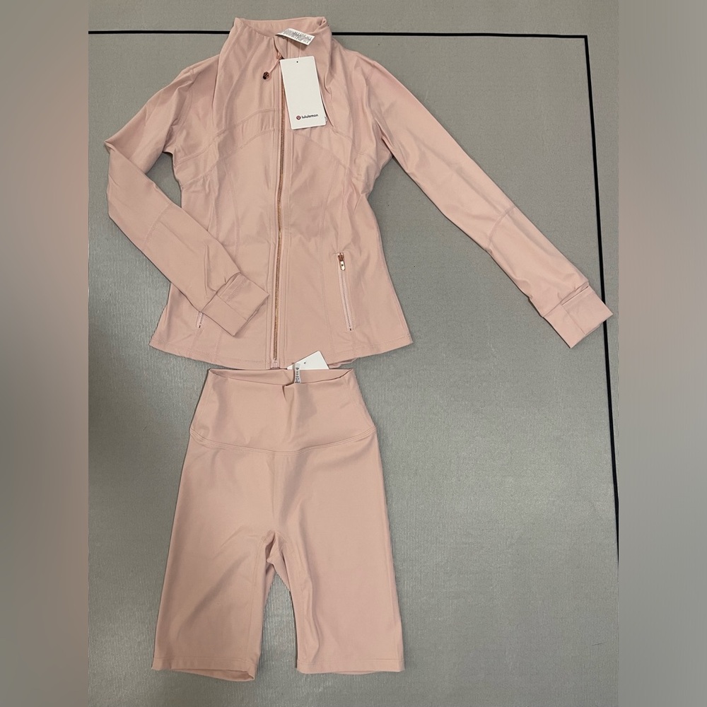 lululemon athletica Blush Pink Active Bomber Jacket with Matching Shorts